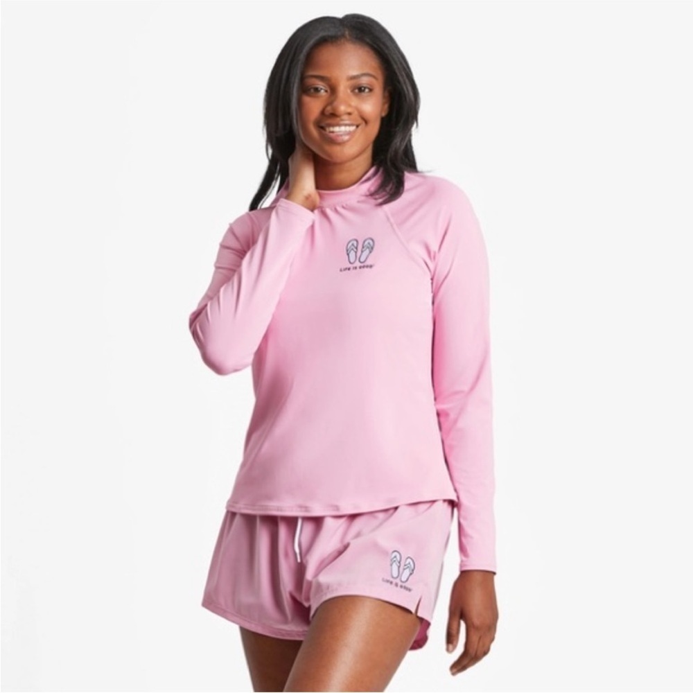 Life Is Good Pink Swim Coverup with Long Sleeves